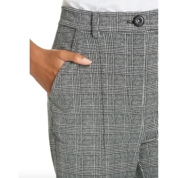 Rebecca Taylor Glen Houndstooth Plaid Trouser Pant High Rise Wide Leg Corporate - Picture 4 of 11
